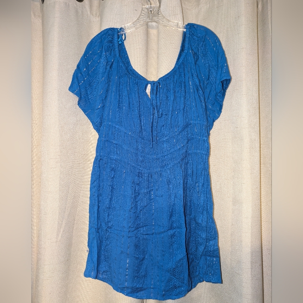 BECCA Blue Crochet-Detail Midi Dress